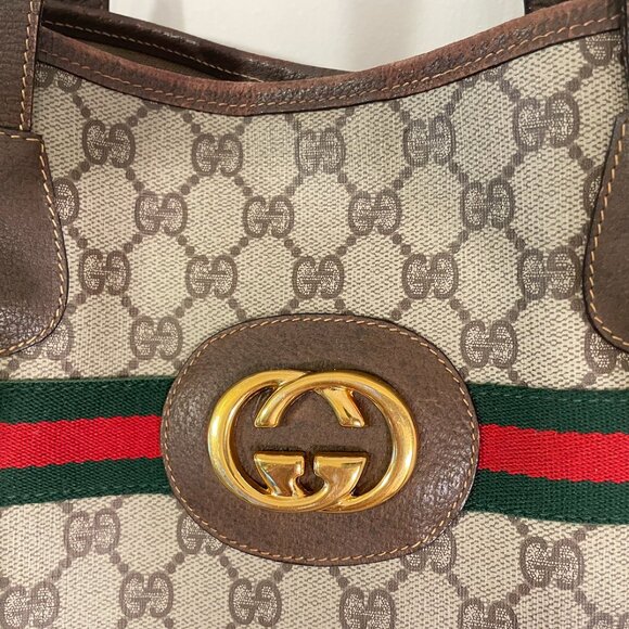 Authentic VINTAGE GUCCI Sherry Line Interlocking GG Tote Bag - Picture 2 of 16
